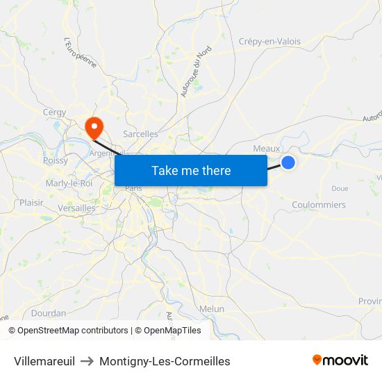 Villemareuil to Montigny-Les-Cormeilles map