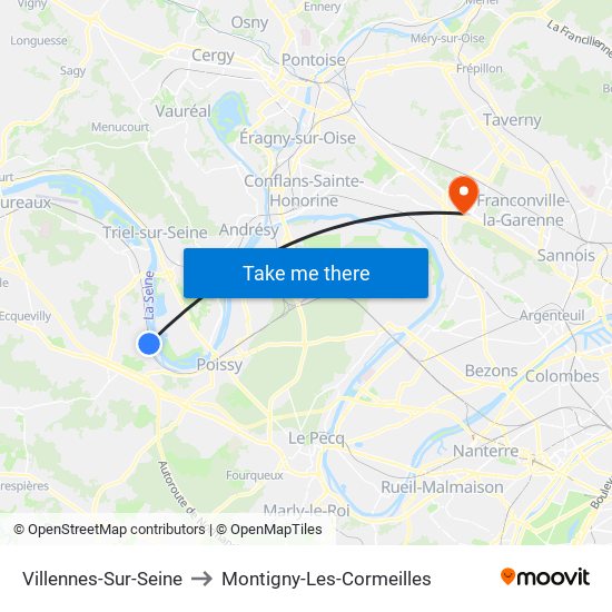 Villennes-Sur-Seine to Montigny-Les-Cormeilles map