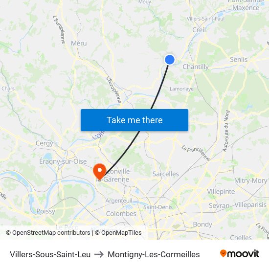 Villers-Sous-Saint-Leu to Montigny-Les-Cormeilles map