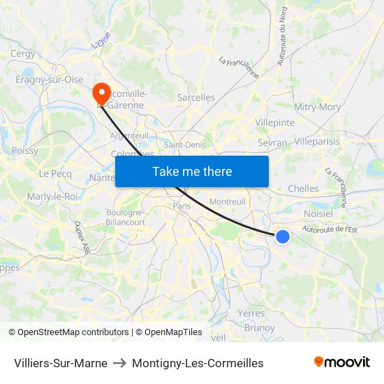 Villiers-Sur-Marne to Montigny-Les-Cormeilles map