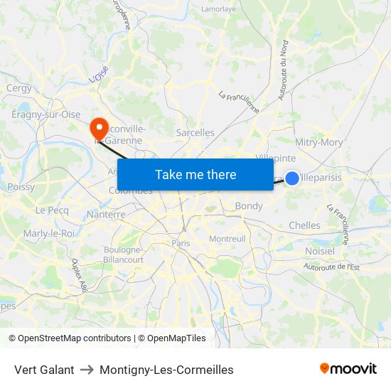 Vert Galant to Montigny-Les-Cormeilles map