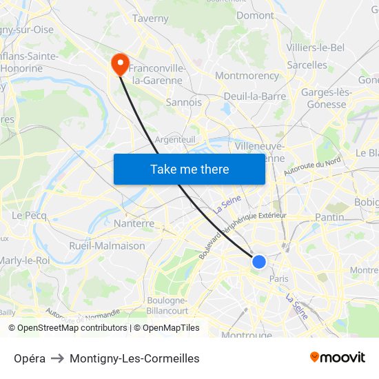 Opéra to Montigny-Les-Cormeilles map