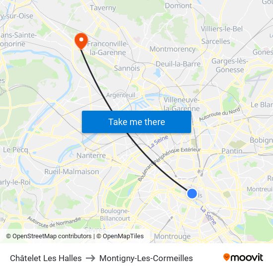 Châtelet Les Halles to Montigny-Les-Cormeilles map