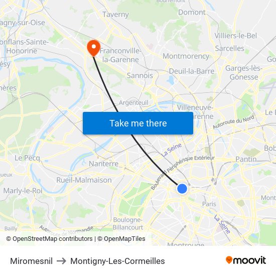 Miromesnil to Montigny-Les-Cormeilles map