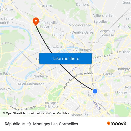 République to Montigny-Les-Cormeilles map