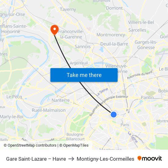 Gare Saint-Lazare – Havre to Montigny-Les-Cormeilles map