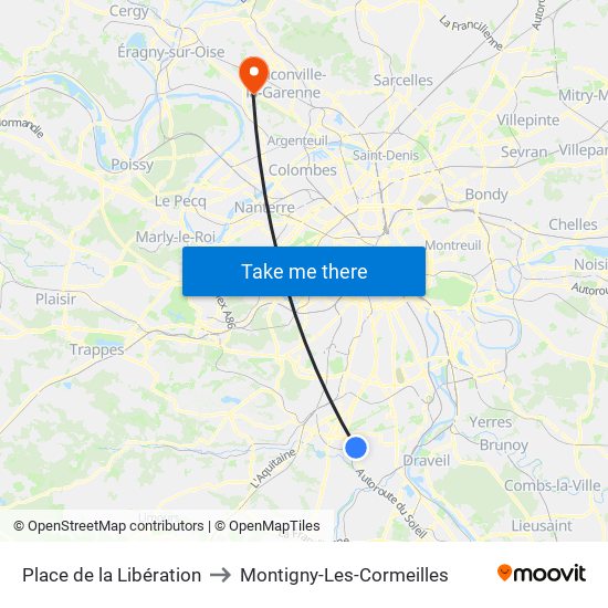 Place de la Libération to Montigny-Les-Cormeilles map