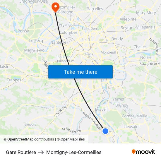 Gare Routière to Montigny-Les-Cormeilles map