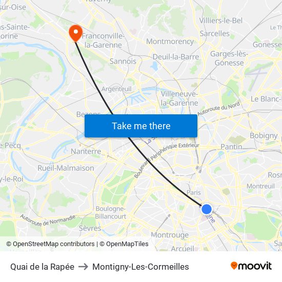 Quai de la Rapée to Montigny-Les-Cormeilles map