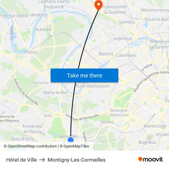 Hôtel de Ville to Montigny-Les-Cormeilles map