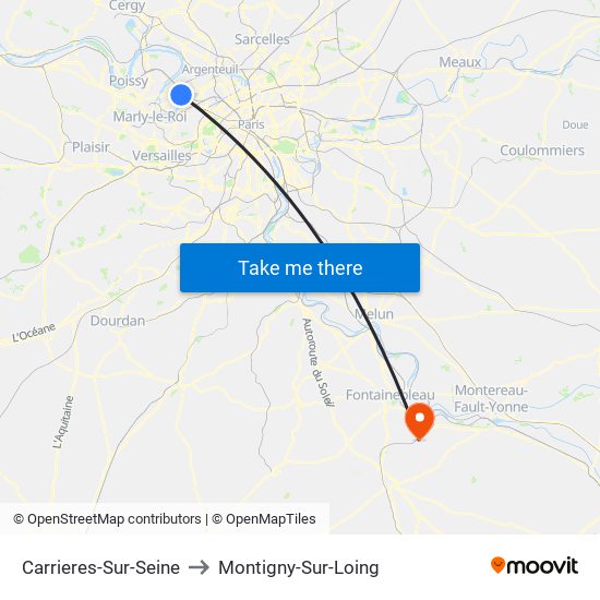 Carrieres-Sur-Seine to Montigny-Sur-Loing map