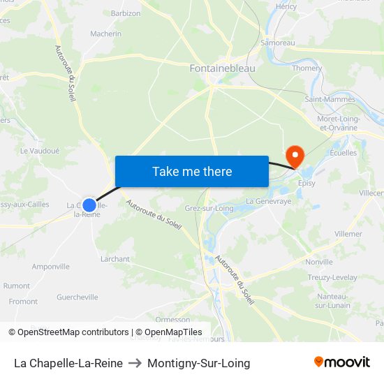 La Chapelle-La-Reine to Montigny-Sur-Loing map
