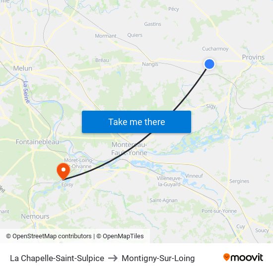 La Chapelle-Saint-Sulpice to Montigny-Sur-Loing map