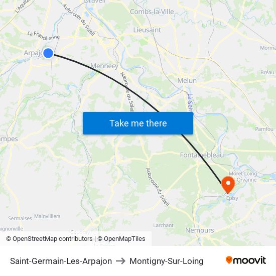 Saint-Germain-Les-Arpajon to Montigny-Sur-Loing map