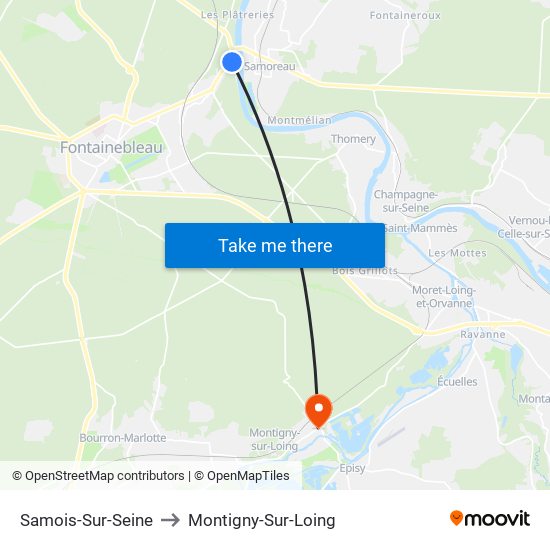 Samois-Sur-Seine to Montigny-Sur-Loing map