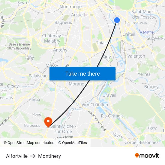 Alfortville to Montlhery map