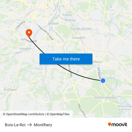 Bois-Le-Roi to Montlhery map