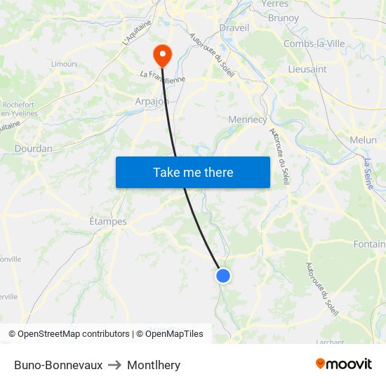 Buno-Bonnevaux to Montlhery map