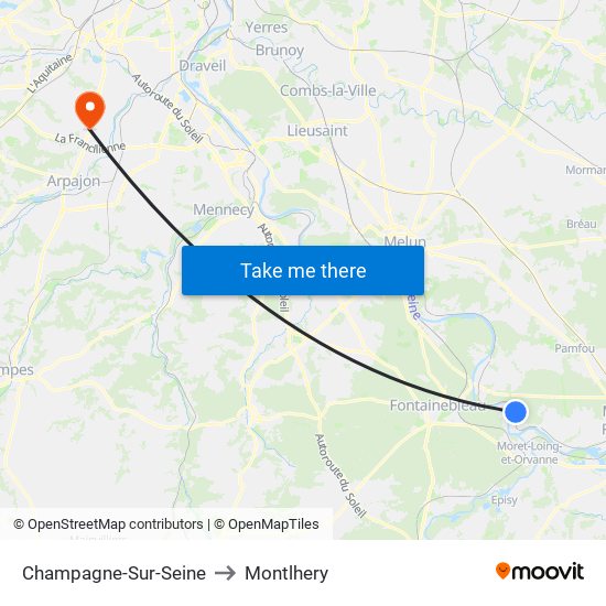 Champagne-Sur-Seine to Montlhery map