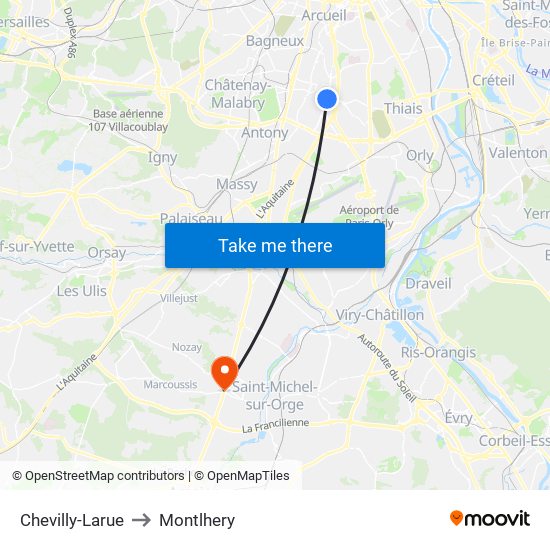 Chevilly-Larue to Montlhery map