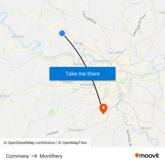 Commeny to Montlhery map