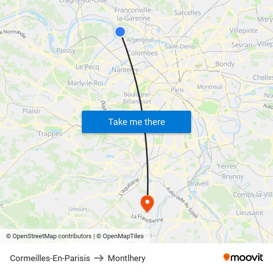 Cormeilles-En-Parisis to Montlhery map