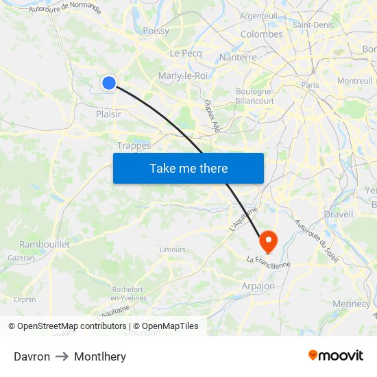 Davron to Montlhery map