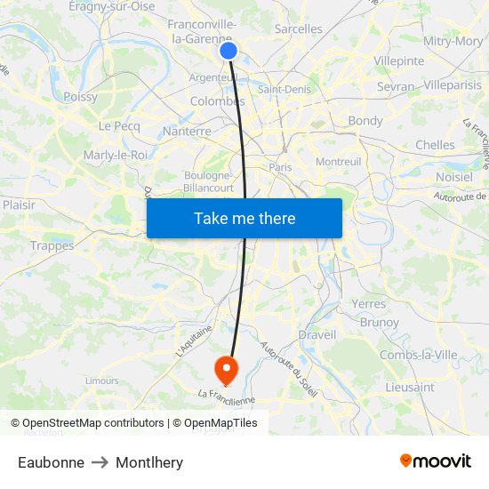 Eaubonne to Montlhery map