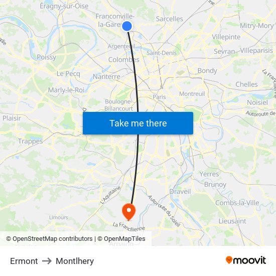 Ermont to Montlhery map