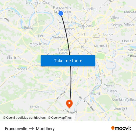 Franconville to Montlhery map