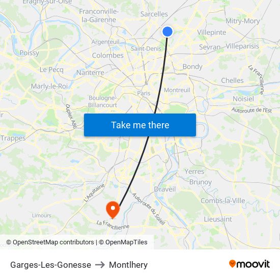 Garges-Les-Gonesse to Montlhery map