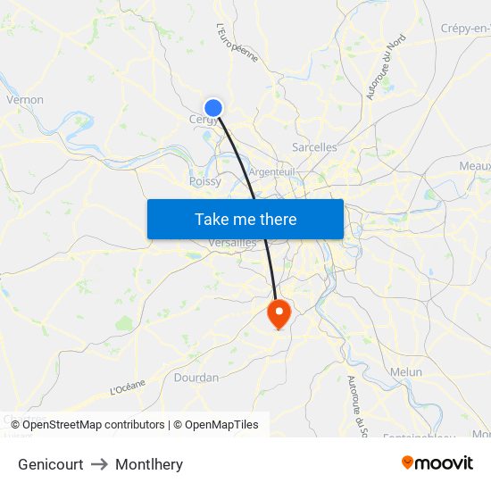 Genicourt to Montlhery map