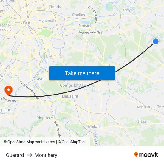 Guerard to Montlhery map