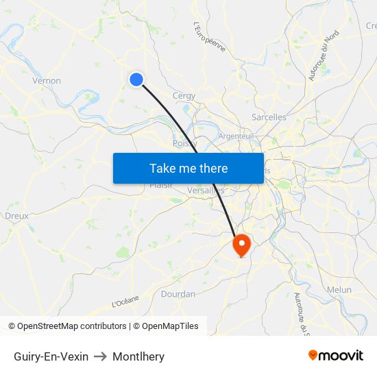 Guiry-En-Vexin to Montlhery map