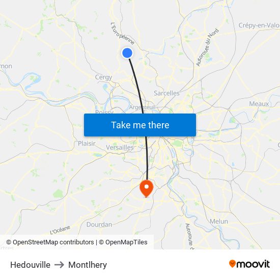 Hedouville to Montlhery map
