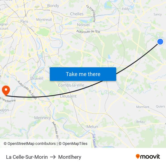 La Celle-Sur-Morin to Montlhery map
