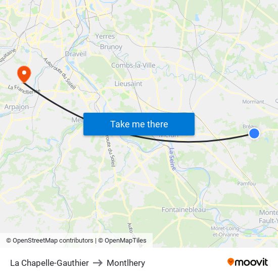 La Chapelle-Gauthier to Montlhery map