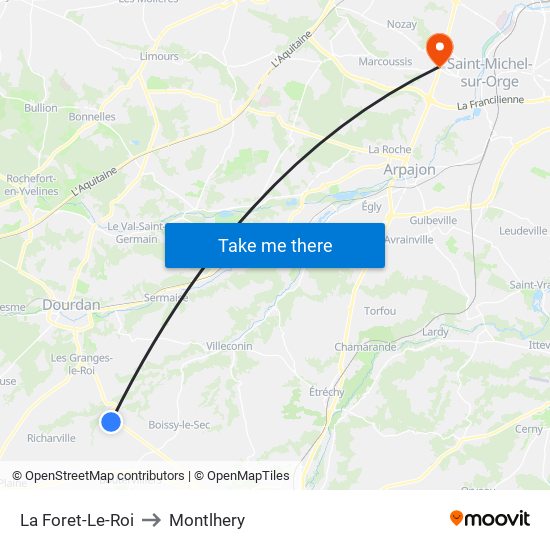 La Foret-Le-Roi to Montlhery map
