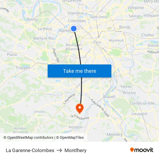 La Garenne-Colombes to Montlhery map