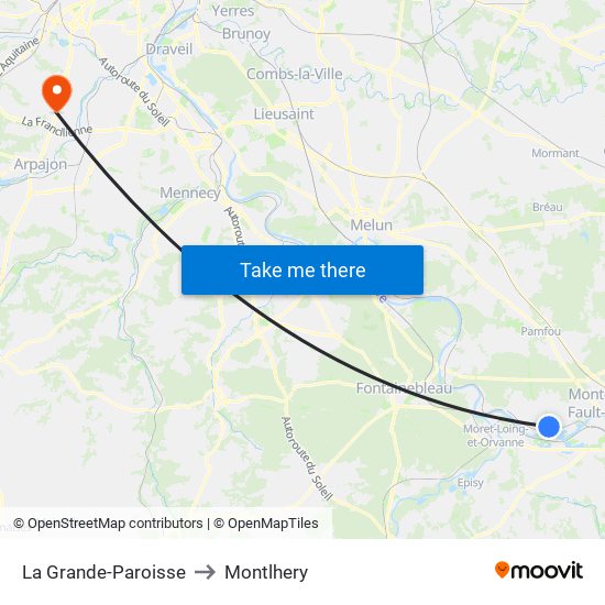 La Grande-Paroisse to Montlhery map