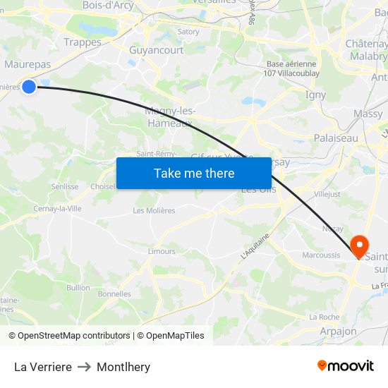 La Verriere to Montlhery map