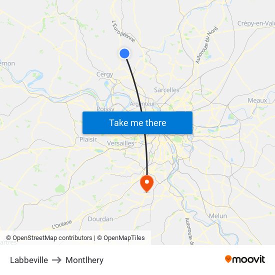 Labbeville to Montlhery map