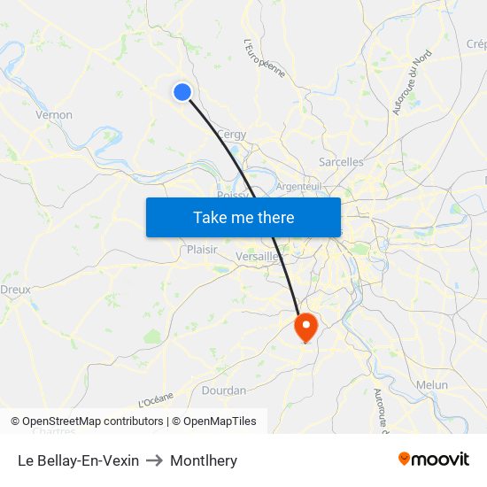 Le Bellay-En-Vexin to Montlhery map