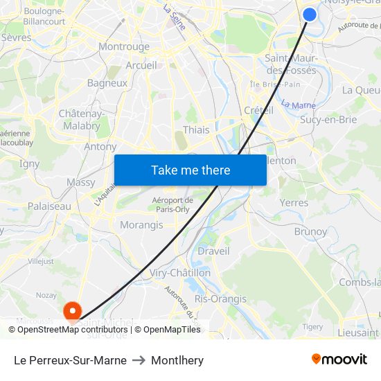 Le Perreux-Sur-Marne to Montlhery map