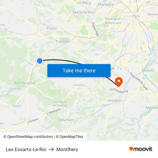 Les Essarts-Le-Roi to Montlhery map