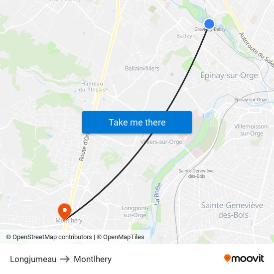 Longjumeau to Montlhery map