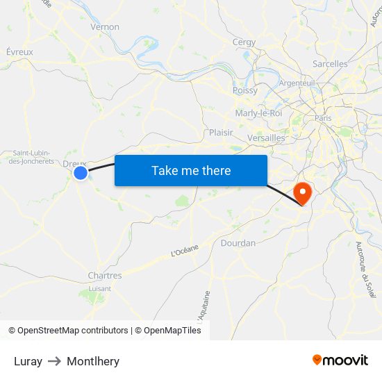 Luray to Montlhery map