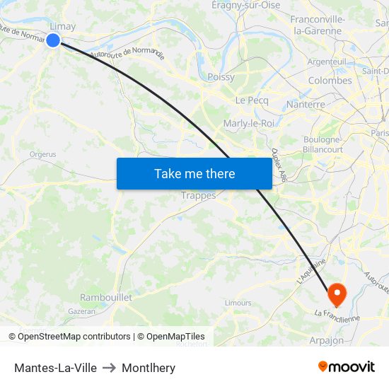 Mantes-La-Ville to Montlhery map