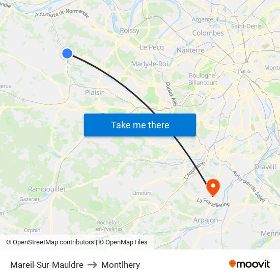 Mareil-Sur-Mauldre to Montlhery map