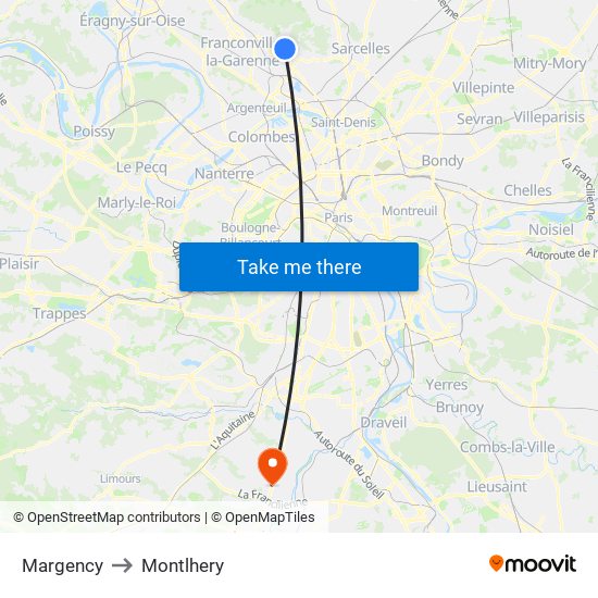 Margency to Montlhery map